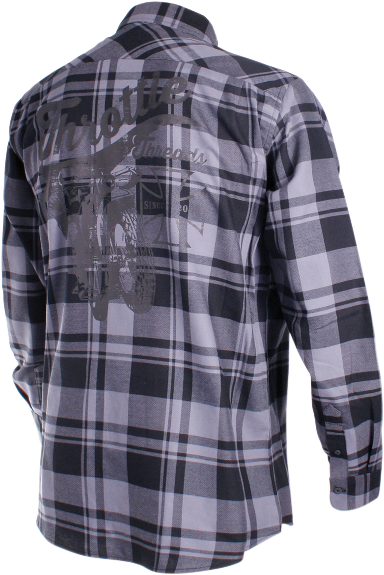 THROTTLE THREADS Long-Sleeve Flannel Shirt - Gray/Black - 2XL TT636S68GY2R