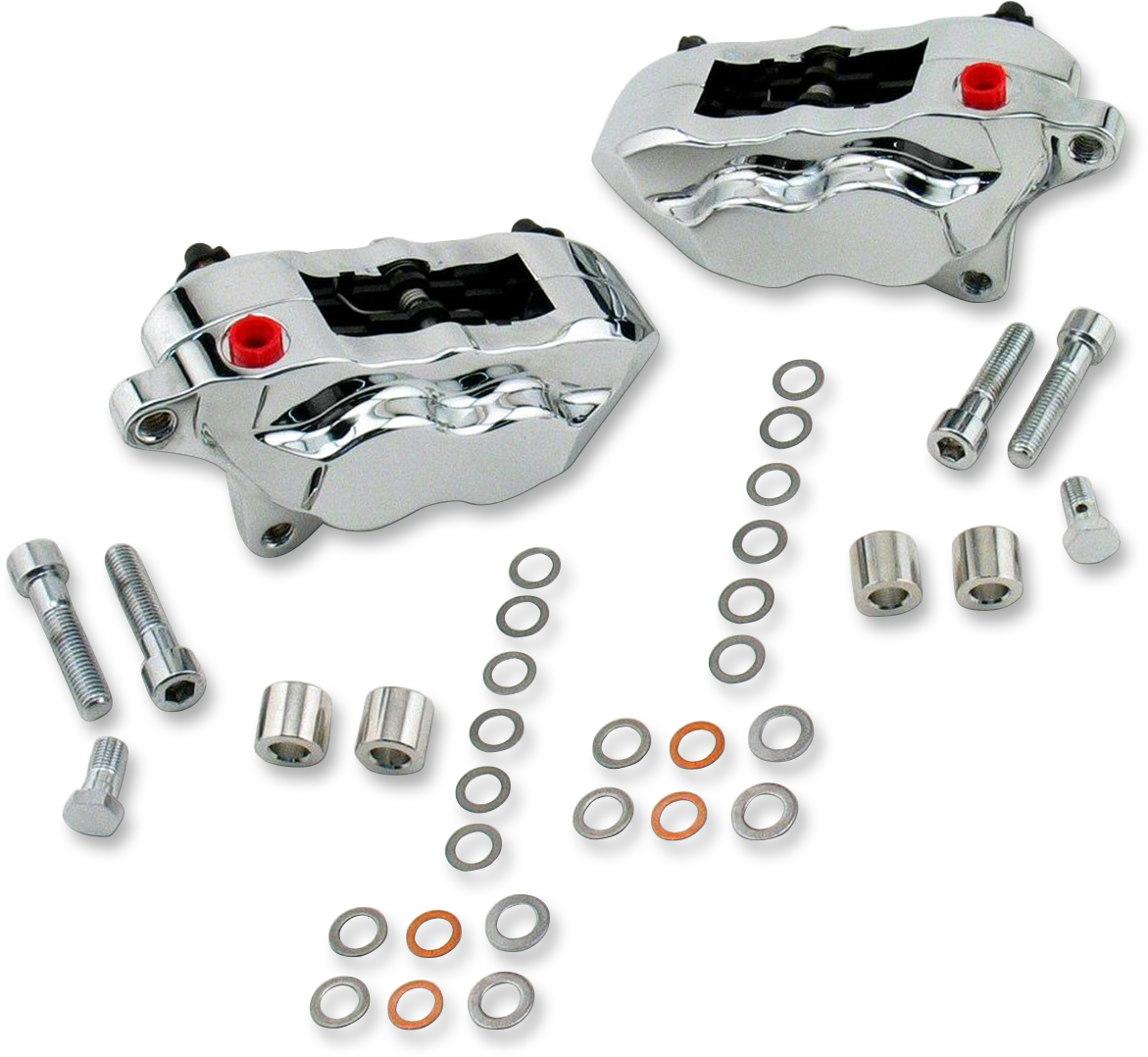 HAWG HALTERS 4-Piston Caliper - Dual Disc - Front - Chrome FKDDCC551