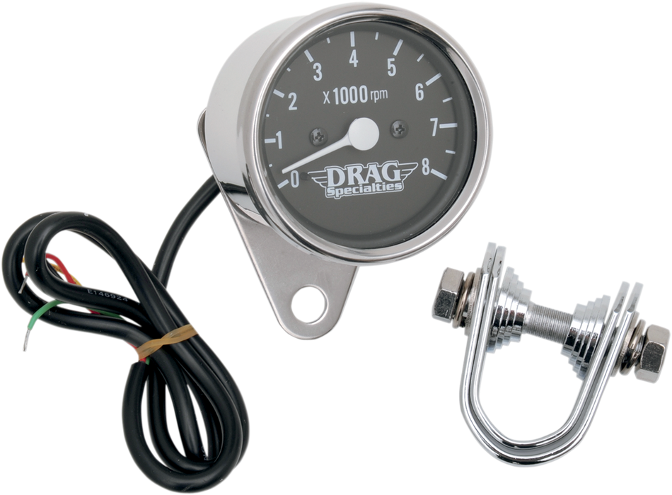 DRAG SPECIALTIES 2.4" Mini Electronic Tach - Stainless Steel Housing - Backlit LED Black Face 21-6930DSLEDB