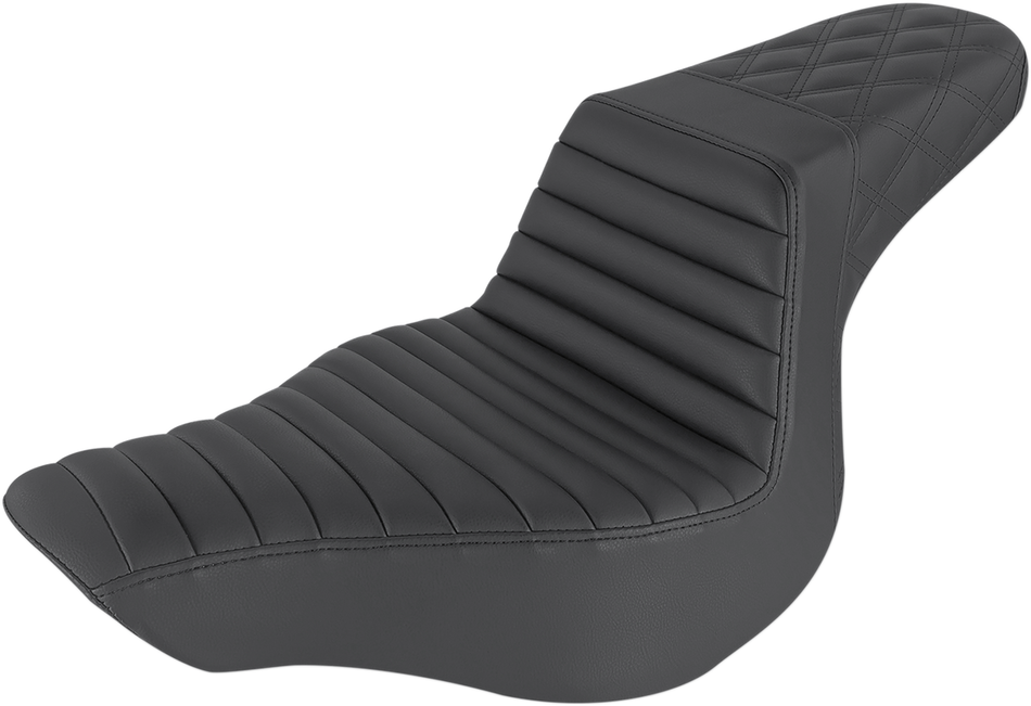 SADDLEMEN Step-Up Seat - Front Tuck-n-Roll/Rear Lattice Stitch - Black 813-27-176
