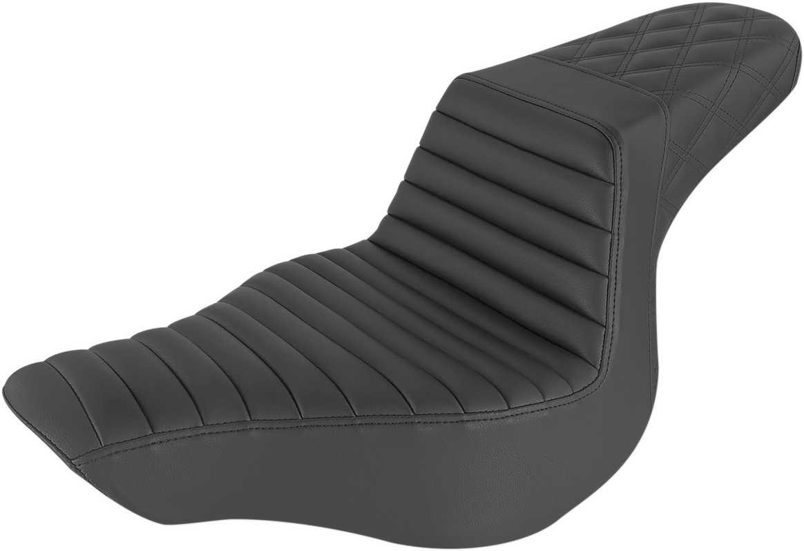 SADDLEMEN Step-Up Seat - Front Tuck-n-Roll/Rear Lattice Stitch - Black 813-27-176