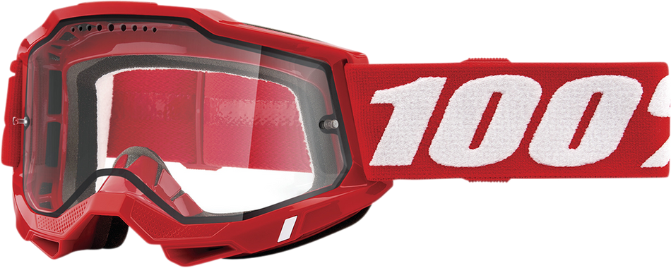 100% Accuri 2 Enduro MTB Goggles - Neon Red - Clear 50016-00005