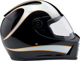 BILTWELL Lane Splitter Helmet - Gloss Black/White Flames - 2XL 1004-570-506