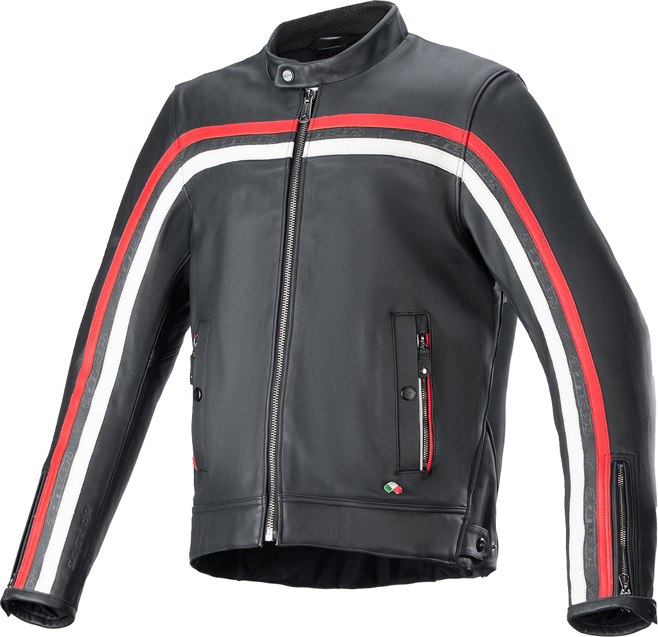 ALPINESTARS Dyno Leather Jacket - Black/Ruby Red/Ecru - Small 3103924-1316-S