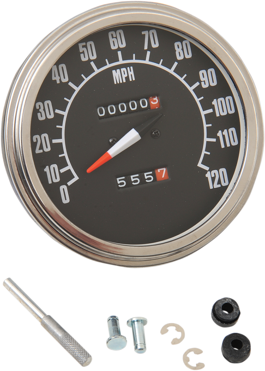 DRAG SPECIALTIES 5" MPH FL-Style 1:1 Speedometer - '68-'84 Black Face 70847M