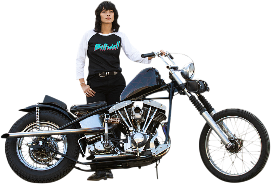 BILTWELL Camiseta raglán 1985 para mujer - Negro/Blanco - Pequeña 8144-060-002 