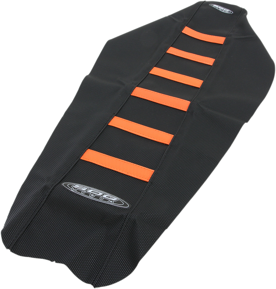 SDG 6-Ribbed Seat Cover - Orange Ribs/Black Top/Black Sides 95940OK