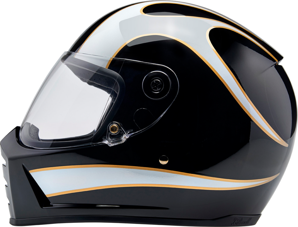 BILTWELL Lane Splitter Helmet - Gloss Black/White Flames - Medium 1004-570-503