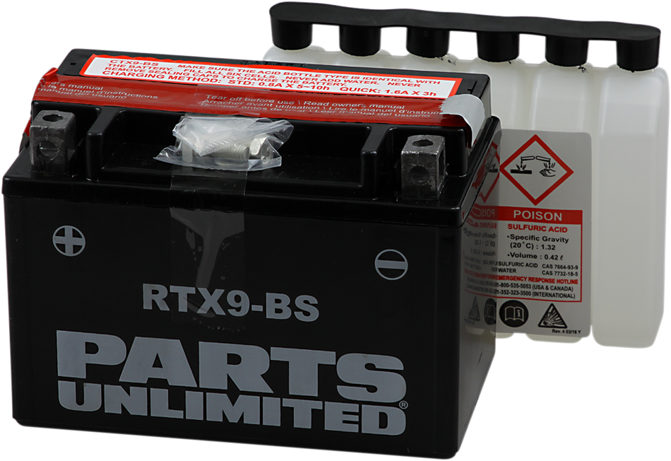 Parts Unlimited Agm Battery - Rtx9-Bs .40 L Ctx9-Bs