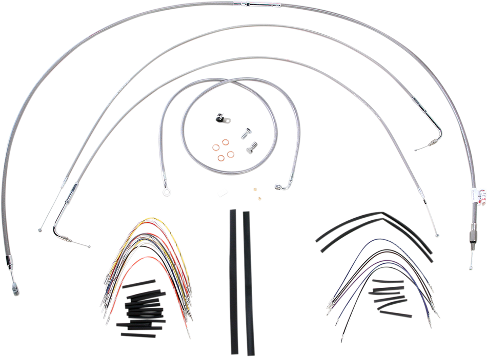 BURLY BRAND Kit de cable de manillar/línea de freno - Completo - Manillar Ape Hanger de 16" - Acero inoxidable B30-1055 