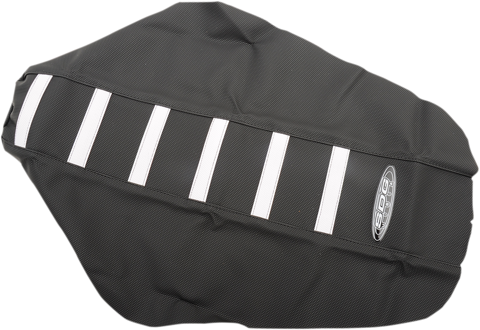 SDG 6-Ribbed Seat Cover - White Ribs/Black Top/Black Sides 95957WK