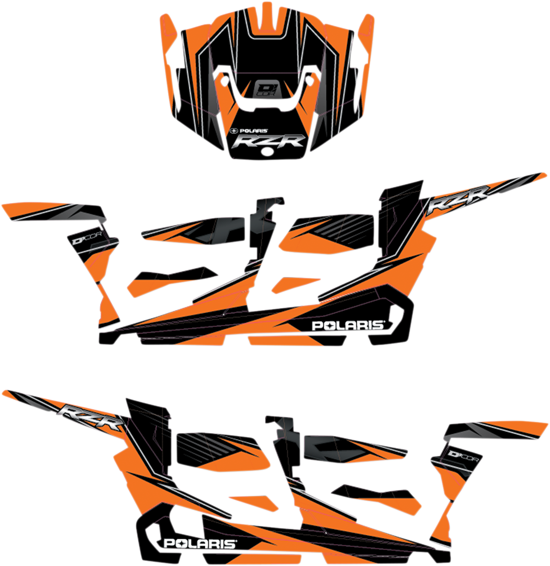 D'COR VISUALS Complete Graphics Kit - Orange/Black - 4-Door - RZR 20-60-115