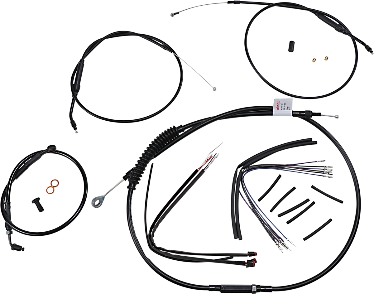 BURLY BRAND Handlebar Cable and Brake Line Kit - Extended - Sportsters - 12" T-Bar Handlebars - ABS B30-1268