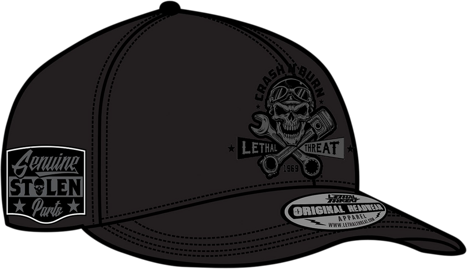 LETHAL THREAT Crash 'n Burn Baseball Hat - Black - One Size HT82101
