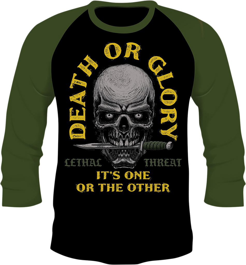 LETHAL THREAT Death or Glory 3/4 Sleeve T-Shirt - Black/Olive - Medium LT20900M
