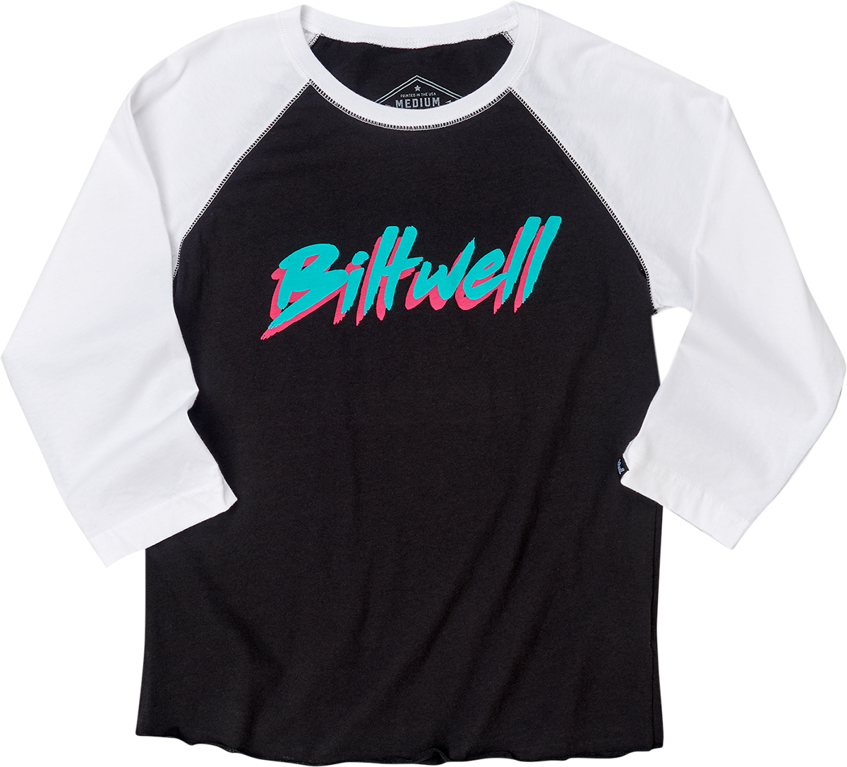 BILTWELL Camiseta raglán 1985 para mujer - Negro/Blanco - XL 8144-060-005 