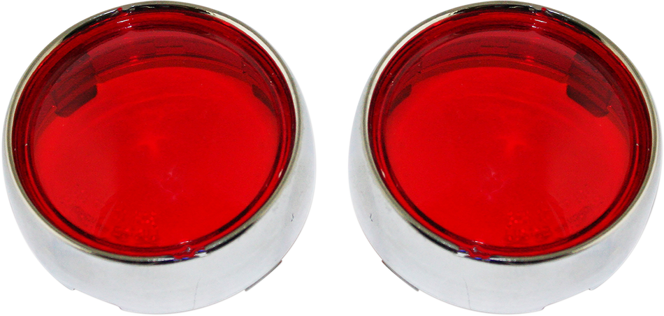 CUSTOM DYNAMICS Bullet Signal Lenses - Chrome/Red PB-B-BEZ-CR