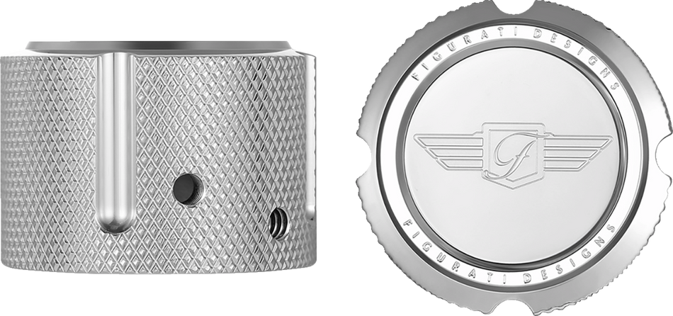 FIGURATI DESIGNS Front Axle Nut Cover - Stainless Steel - Figurati Designs Logo FD01-FAC-SS