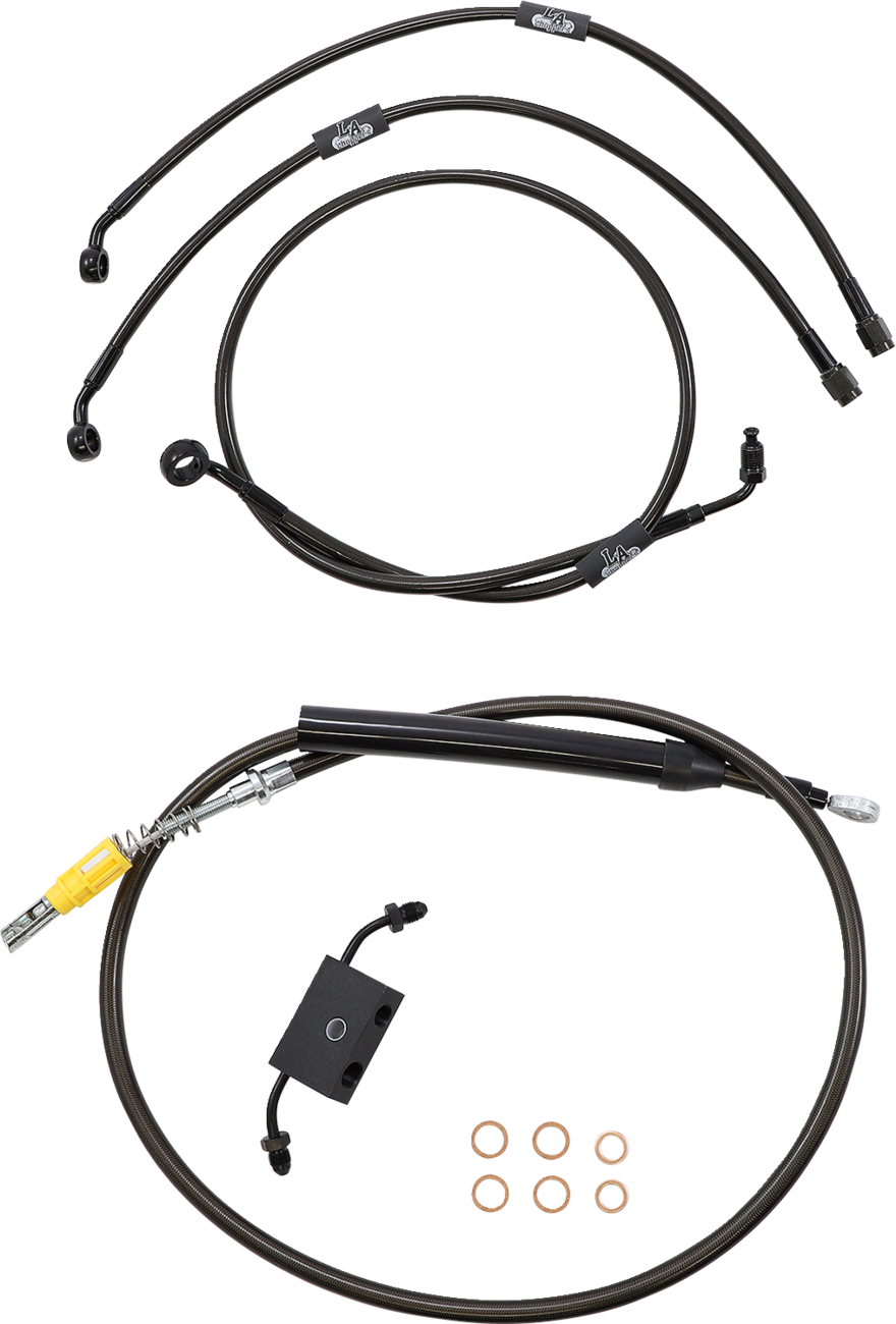 LA CHOPPERS Handlebar Cable/Brake Line Kit- Quick Connect - 18" - 20" Ape Hanger Handlebars - Midnight LA-8157KT-19M