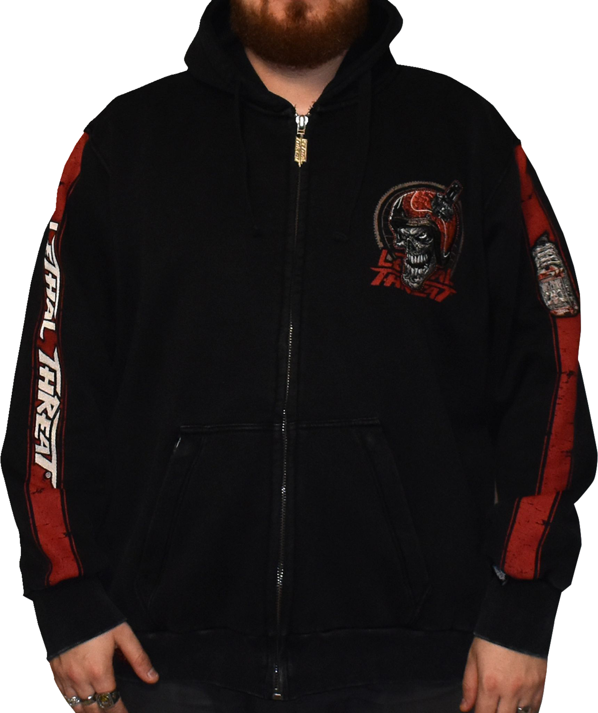 LETHAL THREAT Open Throttle Zip Up Hoodie - Black - Large HD84074L