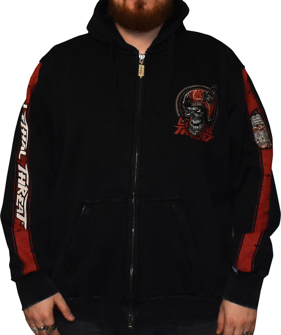 LETHAL THREAT Open Throttle Zip Up Hoodie - Black - Large HD84074L