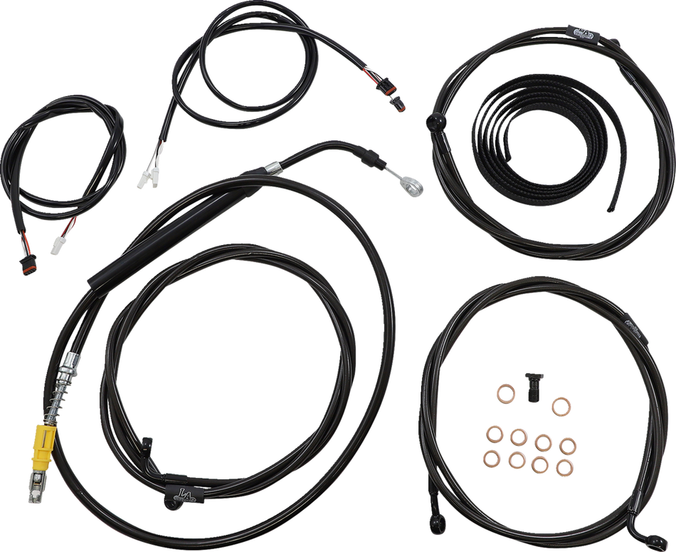 LA CHOPPERS Cable Kit - 12" - 14" Ape Hanger Handlebars - ABS - Midnight LA-8056KT3-13M