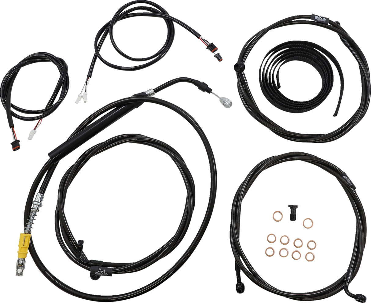 LA CHOPPERS Cable Kit - 12" - 14" Ape Hanger Handlebars - ABS - Midnight LA-8056KT3-13M