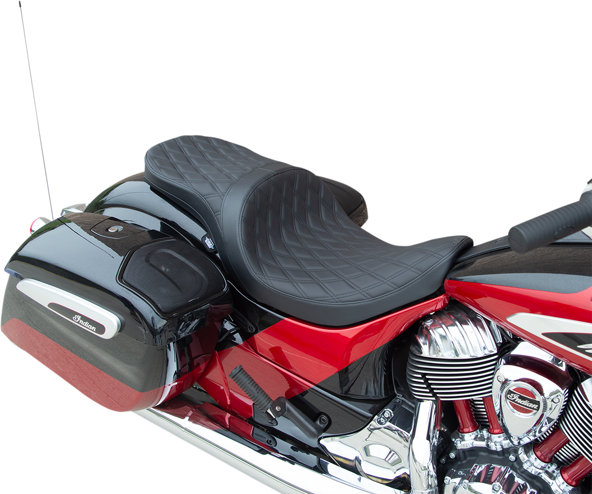 DRAG SPECIALTIES Low Profile Touring Seat - Double Diamond w/ Black Stitching - '14-'22 Indian 0810-2259