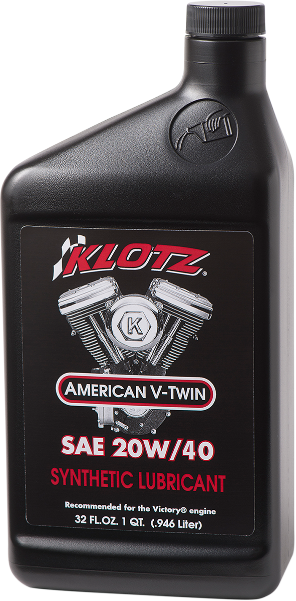 KLOTZ OIL V Twin Synthetic Oil - 20W-40 - 1 U.S. quart KV-2040