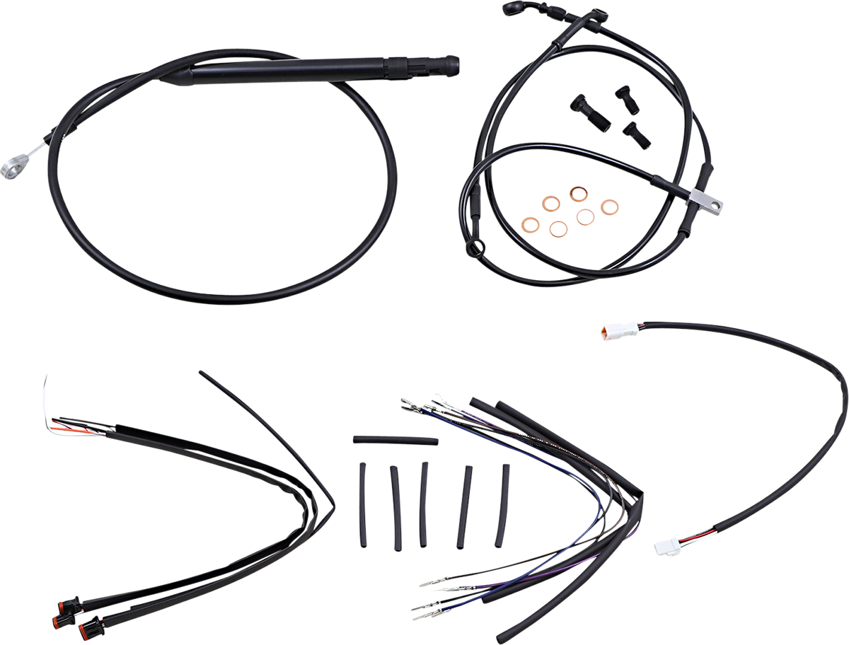 BURLY BRAND Cable Kit - Jail Bar - 14" Handlebars - Black Vinyl B30-1265