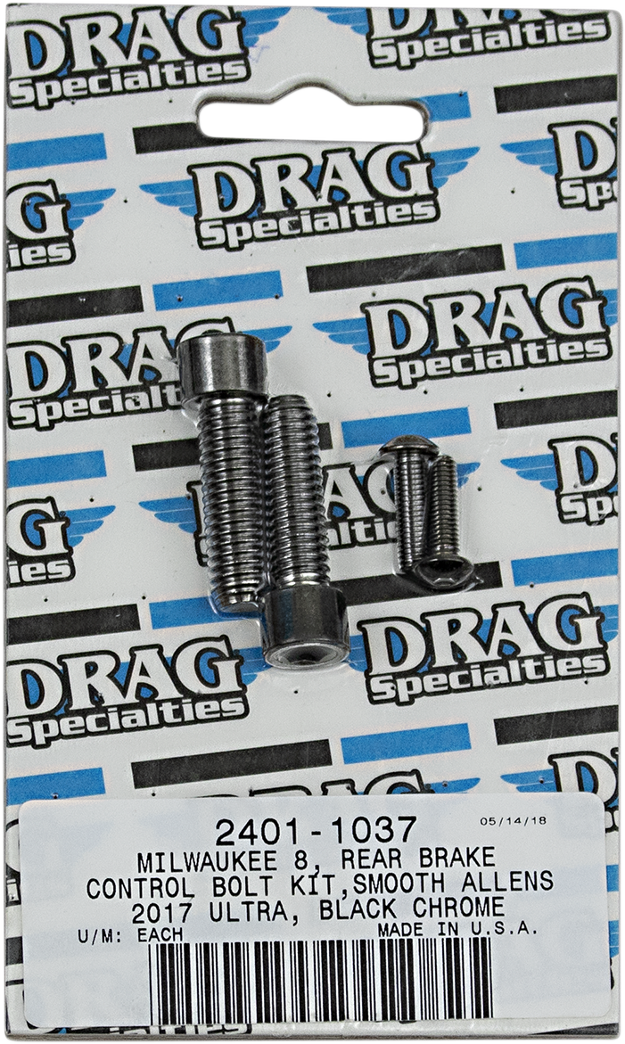 DRAG SPECIALTIES Rear Break Smooth Bolt Kit - Black/Chrome - M8 MK785SBK