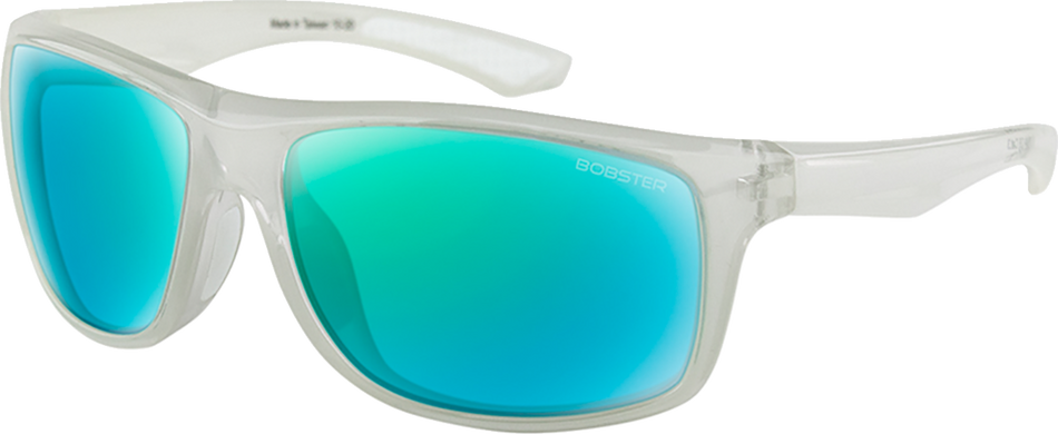 BOBSTER Luna Sunglasses - Gloss Crystal Pearl/Light Blue Green Mirror BLUN103