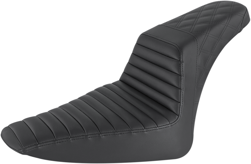 SADDLEMEN Step-Up Seat - Front Tuck-n-Roll/Rear Lattice Stitch - Black 812-26-176