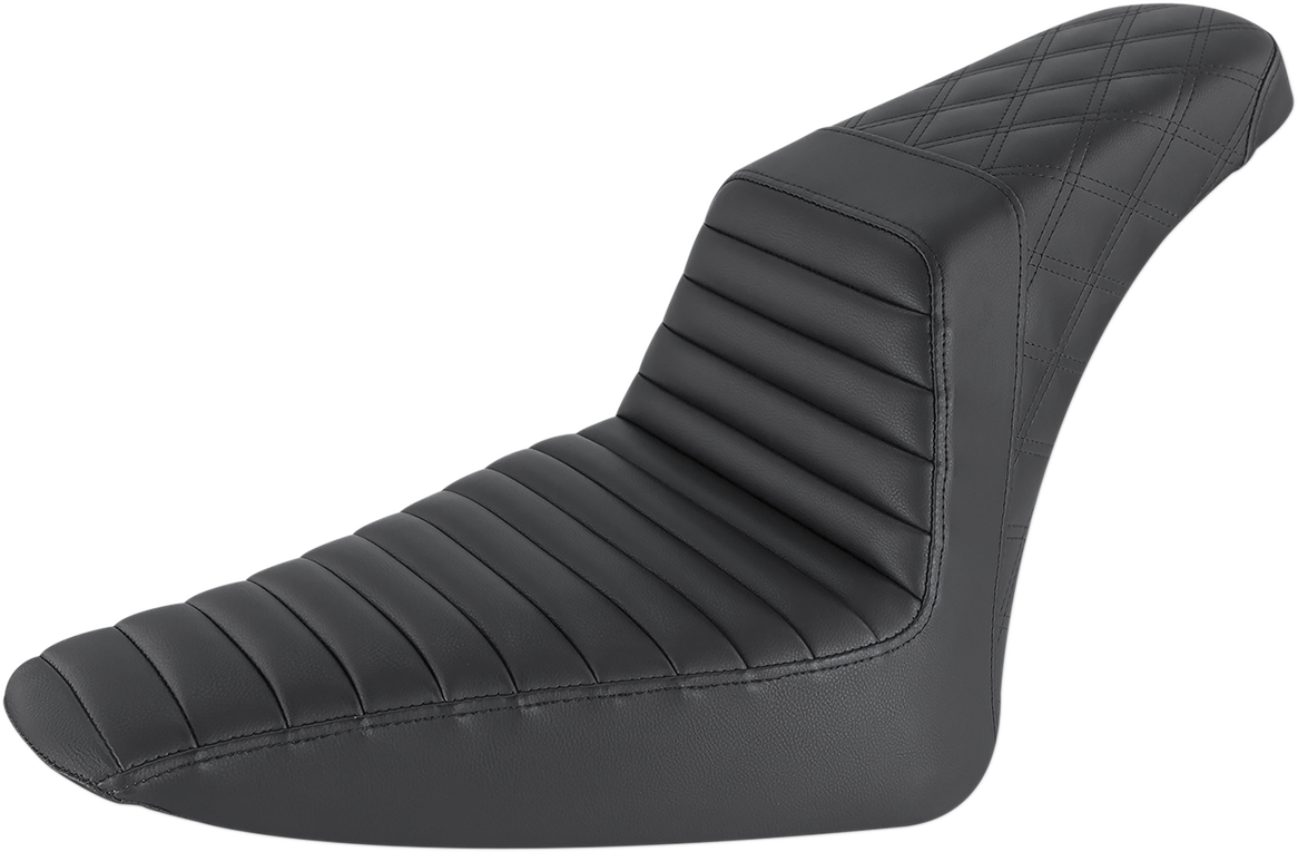 SADDLEMEN Step-Up Seat - Front Tuck-n-Roll/Rear Lattice Stitch - Black 812-26-176