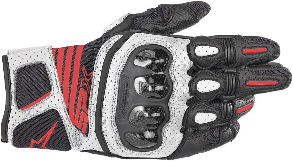 ALPINESTARS SPX AC V2 Gloves - Black/White/Fluo Red - XL 3567319-1231-XL