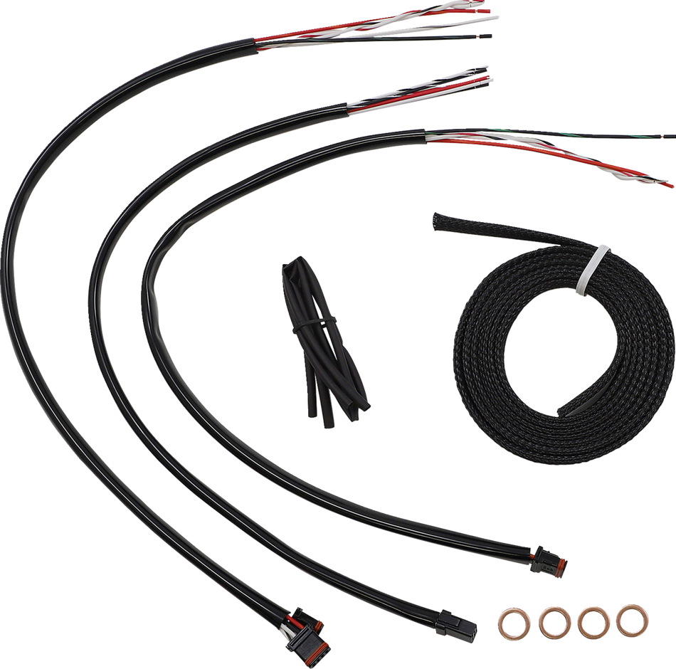 LA CHOPPERS Kit de cable de manillar/línea de freno - Conexión rápida - Completo - Manillar Ape Hanger de 15" - 17" - Negro LA-8156KT2-16B 