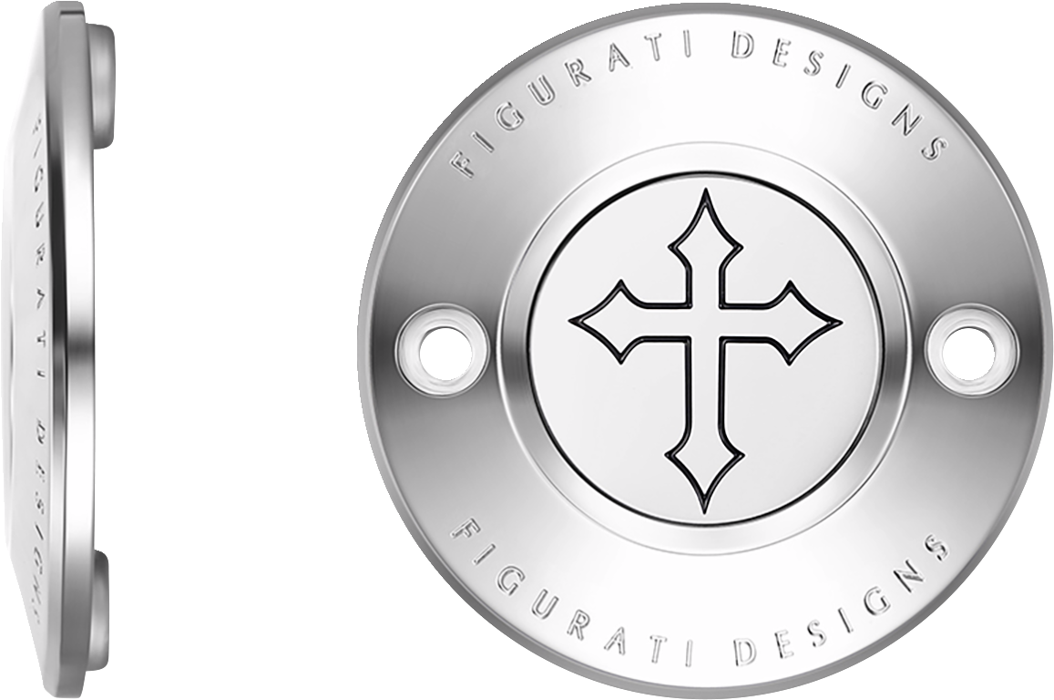 FIGURATI DESIGNS Timing Cover - 2 Hole - Cross - Stainless Steel FD41-TC-2H-SS