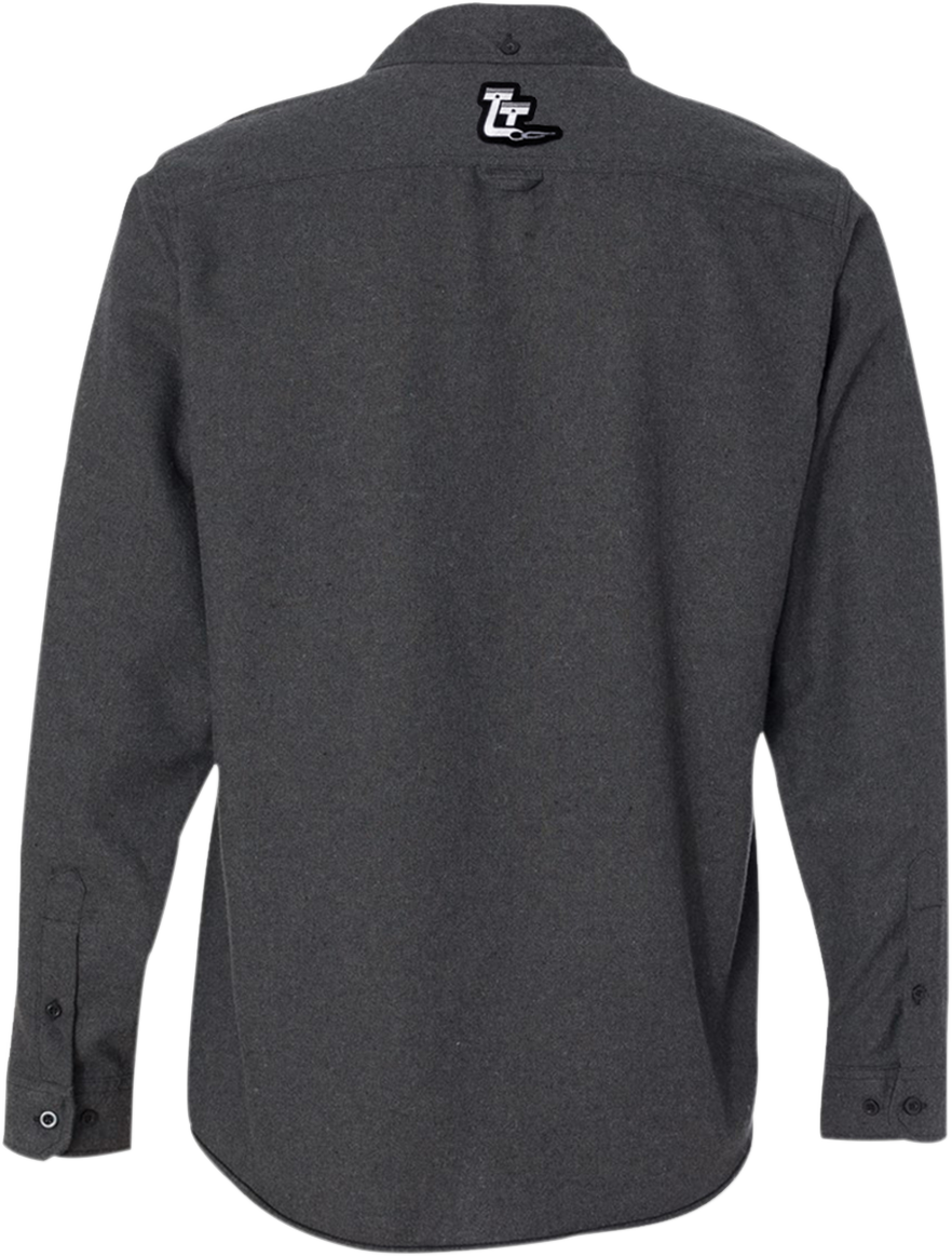 THROTTLE THREADS Drag Specialties Flannel Shirt - Charcoal- Medium DRG24S82CHMR