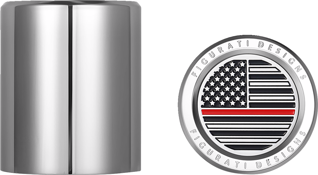 FIGURATI DESIGNS Docking Hardware Covers - American Flag - Red Line - Short - Stainless Steel FD73-DC-2530-SS