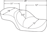 DRAG SPECIALTIES Low Profile Seat - Stitched - XL '04-'22 NO RUBBER BUMPERS 0804-0258