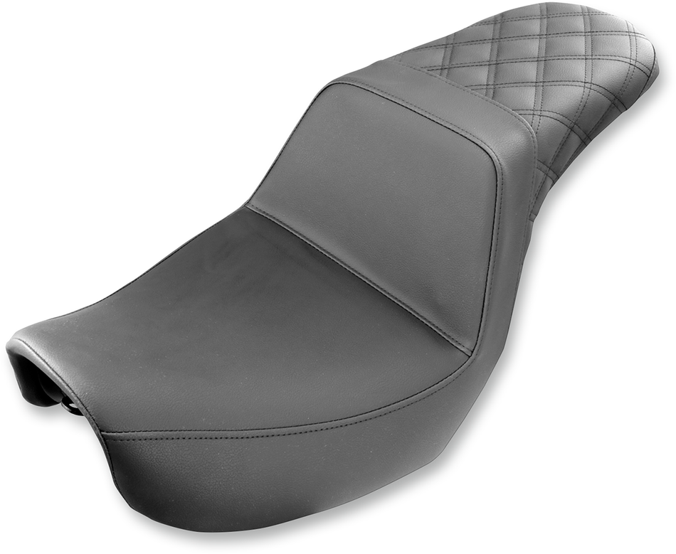 SADDLEMEN Step Up Seat - Rear Lattice Stitched - Black - Dyna 806-04-173