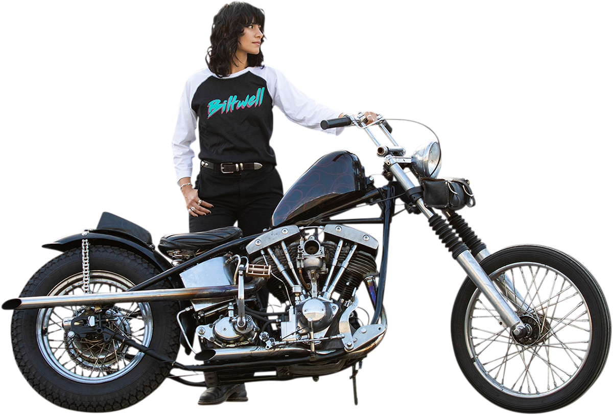 BILTWELL Camiseta raglán 1985 para mujer - Negro/Blanco - Pequeña 8144-060-002 