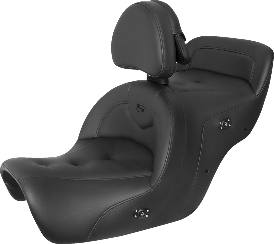 SADDLEMEN Seat - RoadSofa - with Backrest - Pillow Top - Black - Heated - GL1500 '88-'00 H88-07-181BRHCT