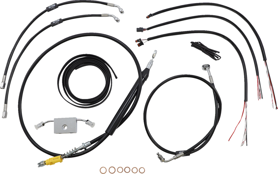 LA CHOPPERS Handlebar Cable/Brake Line Kit- Quick Connect - Complete - 18" - 20" Ape Hangers - Black LA-8157KT2-19B
