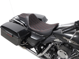 DRAG SPECIALTIES Extended Reach Predator III Seat - Double Diamond - Black w/ Red Thread NOT A 2-UP SEAT 8011371