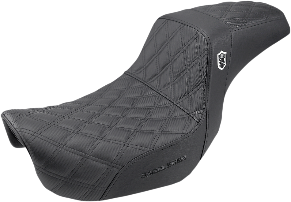 SADDLEMEN Seat - Pro Series SDC Performance Without Backrest - Full Lattice Stitch/Lumbar Gripper - Black SC80604DB