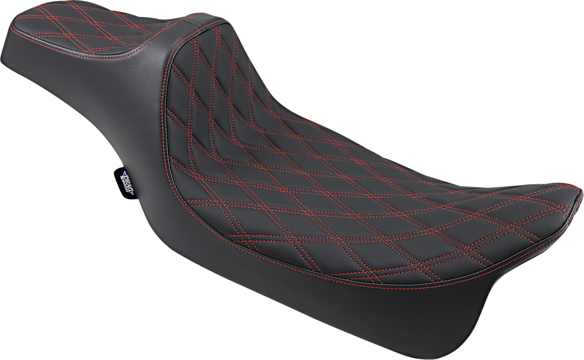 DRAG SPECIALTIES Predator III Seat - Extended - Double Diamond - Red Stitched - FL '08-'22 0801-1262