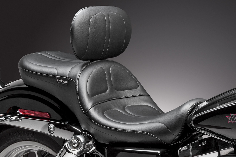 LE PERA Maverick Seat - With Backrest - Stitched - Black - FXD '06-'17 LK-970BR