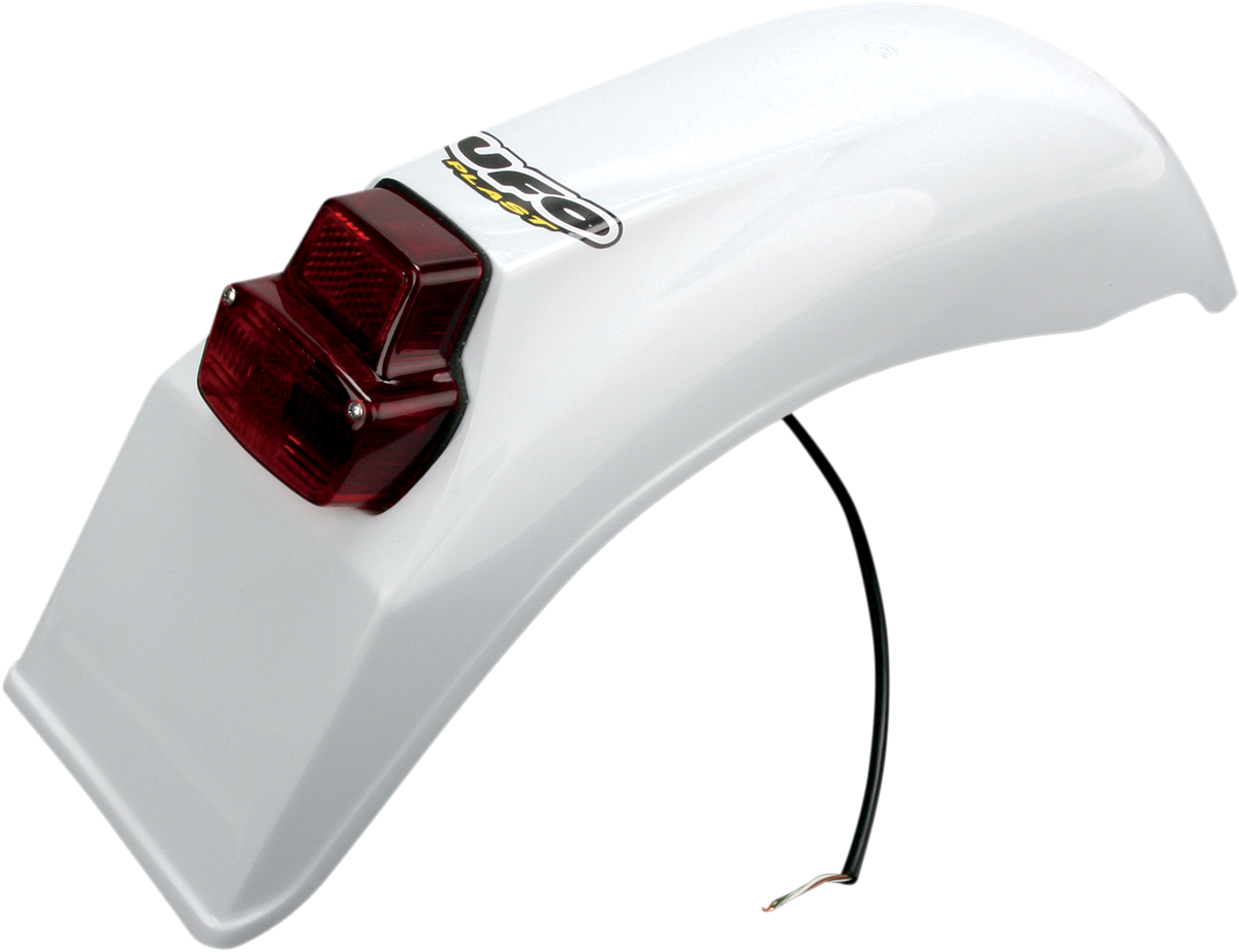 UFO Universal Enduro Rear Fender with Tail/Brake Light - White ME08026W