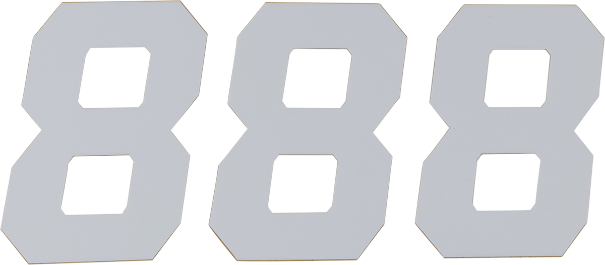 D'COR VISUALS Race Number Plate - #8 - White - 6" 45-36-8